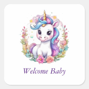 Sticker Carré Cute Unicorn Cool Unicorn positif