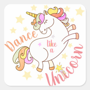 Sticker Carré Cute Unicorn Encouragement