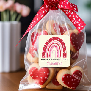 Sticker Carré Cute Valentines Rainbow Personnalisé