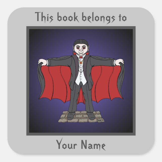 Sticker Carré Cute Vampire/Plaque d'accueil Dracula (Devant)