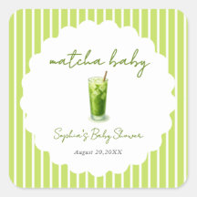 Cute Wavy Matcha Baby Green Baby Shower Favor