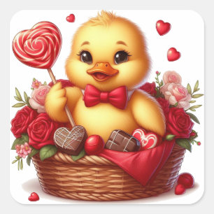 Sticker Carré Cute/Whimisical Valentine's day cank