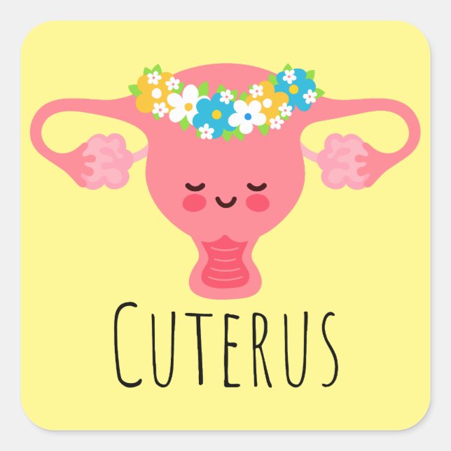 Sticker Carré Cuterus / Puns Uterus / Blagues Uterus / (Devant)