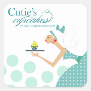 Sticker Carré Cutie's Cupcakes - Confections Desserts Pâtisserie