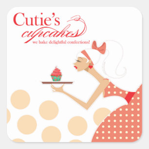Sticker Carré Cutie's Cupcakes - Confections Desserts Pâtisserie