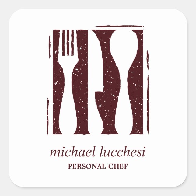 Sticker Carré Cutlerie bourguignonne | Restaurant de boulangerie (Devant)