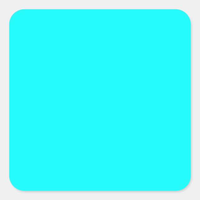 Sticker Carré Cyan / Aqua Blue 00FFFF couleur, option pour ajout (Devant)