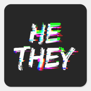 Sticker Carré Cyber Glitch Il Prononounes