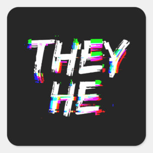 Sticker Carré Cyber Glitch Ils Prononounes