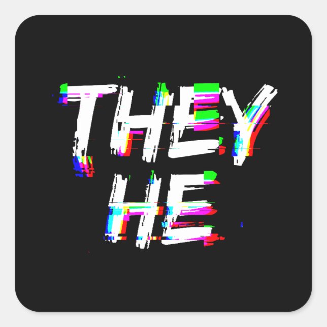 Sticker Carré Cyber Glitch Ils Prononounes (Devant)
