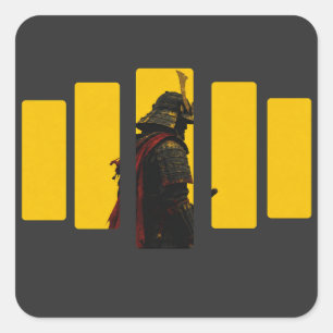 Sticker Carré Cyber Samouraï Guerrier Japonais Art Bushido