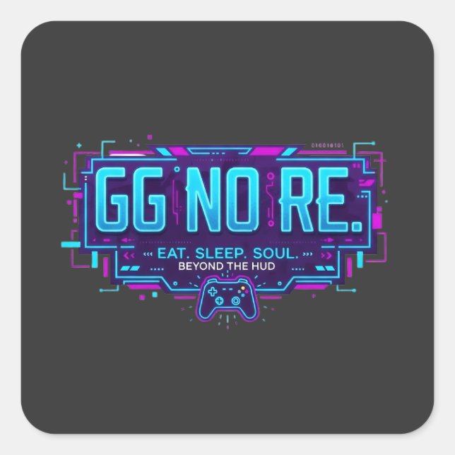 Sticker Carré ​Cyberpunk GG NO RE Gaming Aesthetic - Neon Gamer  (Devant)