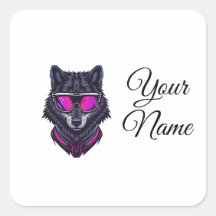 Cyberpunk Wolf Neon Art Personalizable Name Mug - 