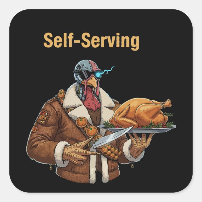Sticker Carré  Cyborg Turkey's Thanksgiving Revenge (Devant)