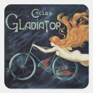 Sticker Carré Cycles Gladiator, Art Nouveau victorien vintage