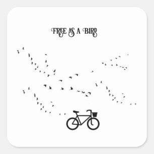 Sticker Carré Cycling Life, gratuit comme un oiseau personnalisa
