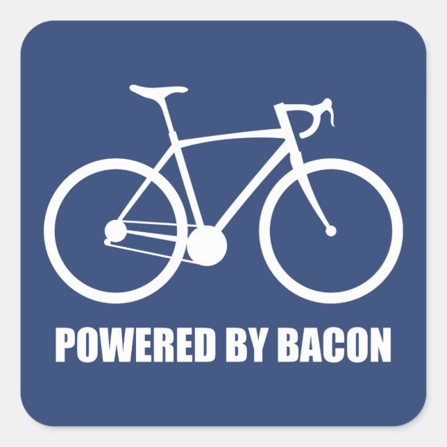 Sticker Carré Cyclisme Alimenté Par Bacon (Devant)
