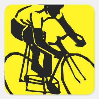 Sticker Carré Cyclisme jaune