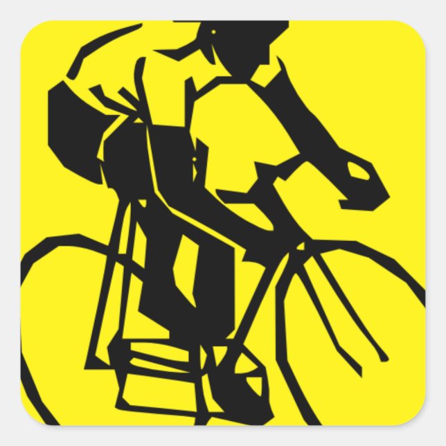 Sticker Carré Cyclisme jaune (Devant)