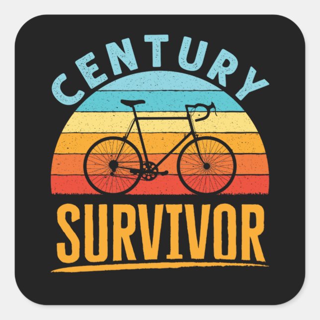 Sticker Carré Cyclisme Survivant Century Endurance Ride (Devant)