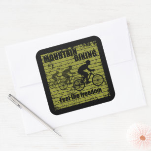 Sticker Carré Cycliste VTT Descente - Vélo Tout Terrain
