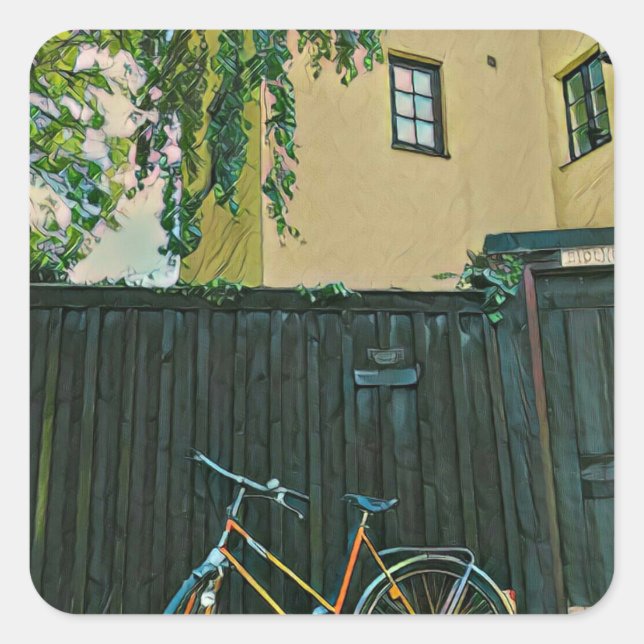 Sticker Carré Cyclistes cadeaux idées (Devant)