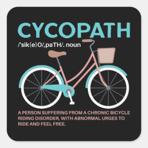 Sticker Carré Cyclistes Cyclistes Cycopath Funky