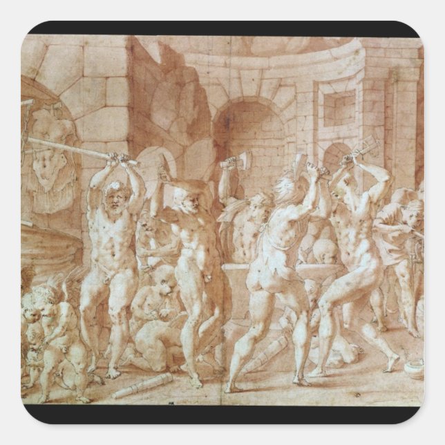 Sticker Carré Cyclops dans la forge du Vulcan (Devant)