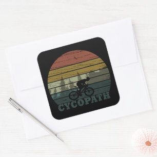 Sticker Carré Cycopath - Vélo de Montagne - Cyclisme Drôle