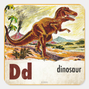 Sticker Carré D est pour le dinosaure