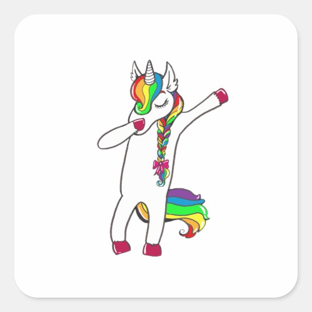 Sticker Carré Dab licorne (Devant)