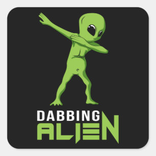 Sticker Carré Dabbing Alien Area 51 Ufo Espace Aliens Drôle cade