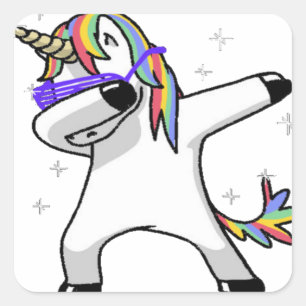 Sticker Carré Dabbing Unicorn