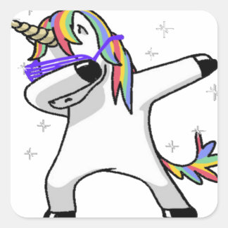 Sticker Carré Dabbing Unicorn