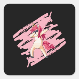 Sticker Carré Dabbing Unicorn Girls Girlies Girls Funny Gift Ide