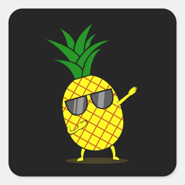 Sticker Carré Dabbing Yellow Pineappy DAB Funny Danser Fruit (Devant)