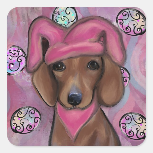 Sticker Carré Dachshund          (Devant)