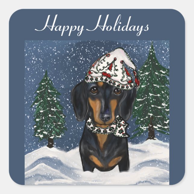 STICKER CARRÉ DACHSHUND   (Devant)