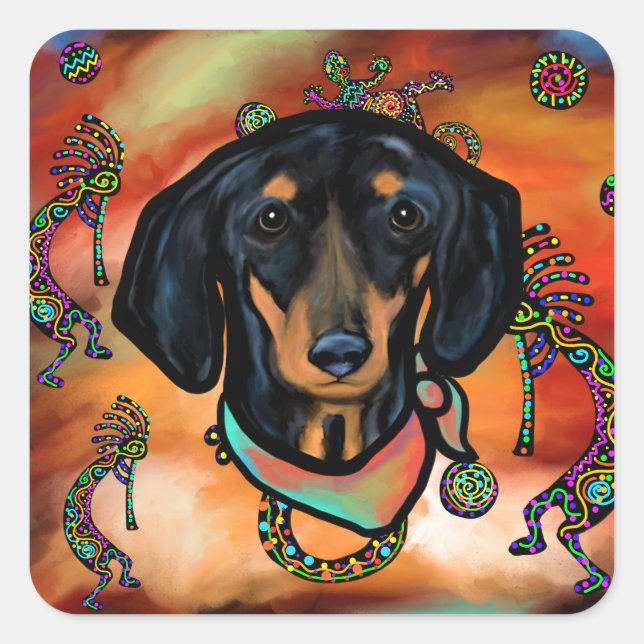 STICKER CARRÉ DACHSHUND (Devant)
