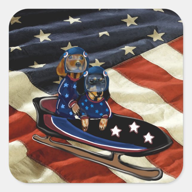 STICKER CARRÉ DACHSHUND  (Devant)