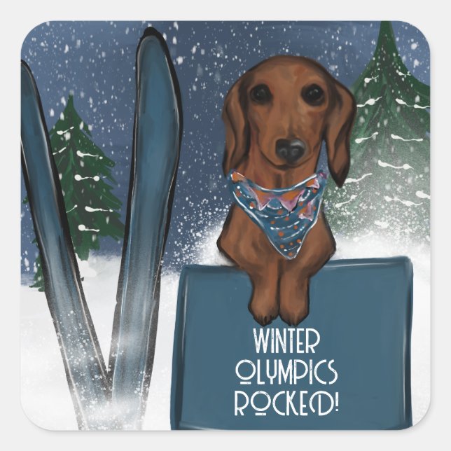 STICKER CARRÉ DACHSHUND  (Devant)