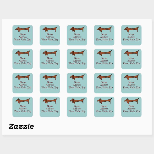 Sticker Carré Dachshund Abstrait Célèbre (Feuille)
