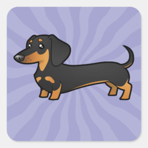 Sticker Carré Dachshund de dessin (manteau lisse)