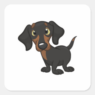 Sticker Carré Dachshund dessin animé chien mignon