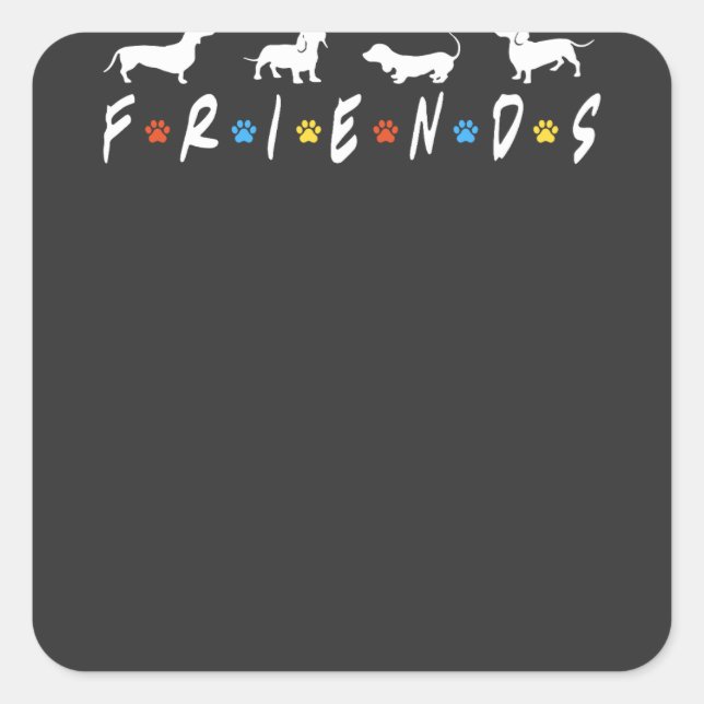 Sticker Carré Dachshund Friends (Devant)