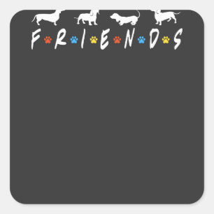 Sticker Carré Dachshund Friends