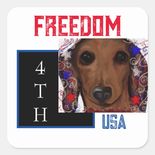 Sticker Carré Dachshund Rouge      (Devant)
