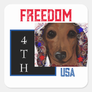 Sticker Carré Dachshund Rouge