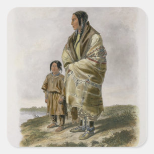 Sticker Carré Dacota Woman et Assiniboin Girl, plaque 9 du vol