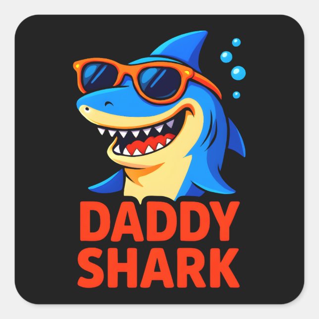 Sticker Carré Daddy Shark Fêtes des pères cadeaux (Devant)